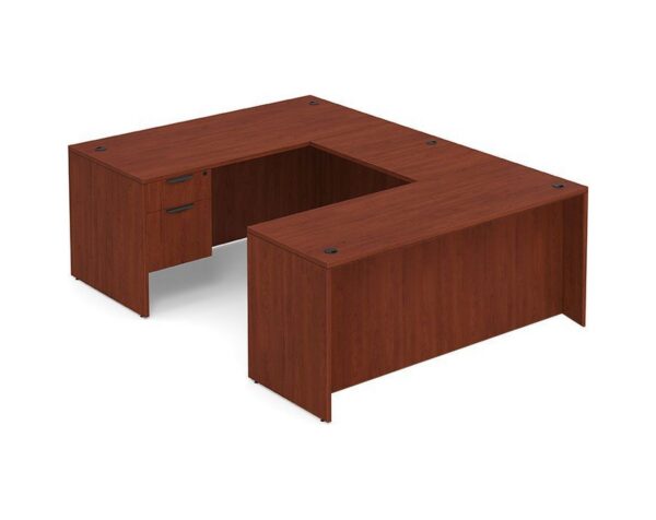 U Shaped Desk - Straight Front - Box/File Storage Pedestal - Cherry