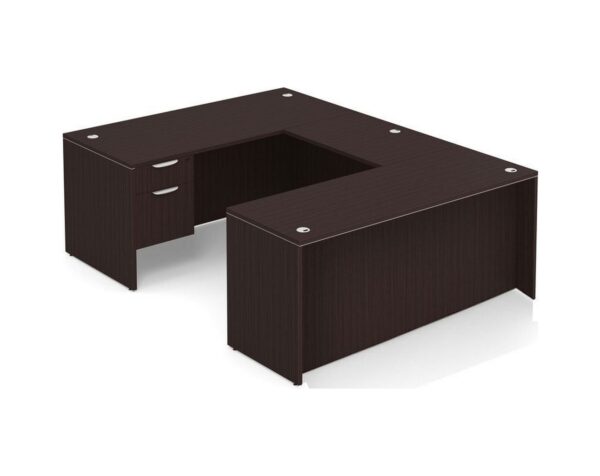 U Shaped Desk - Straight Front - Box/File Storage Pedestal - Espresso