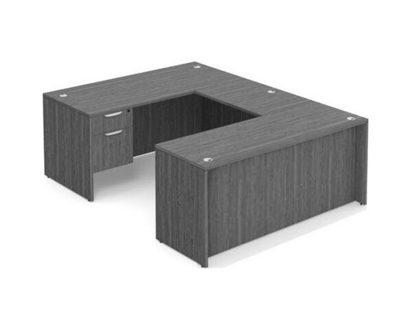 U Shaped Desk - Straight Front - Box/File Storage Pedestal - Newport Grey