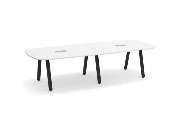 Arena Conference Table - 10ft - White - Black Metal Legs