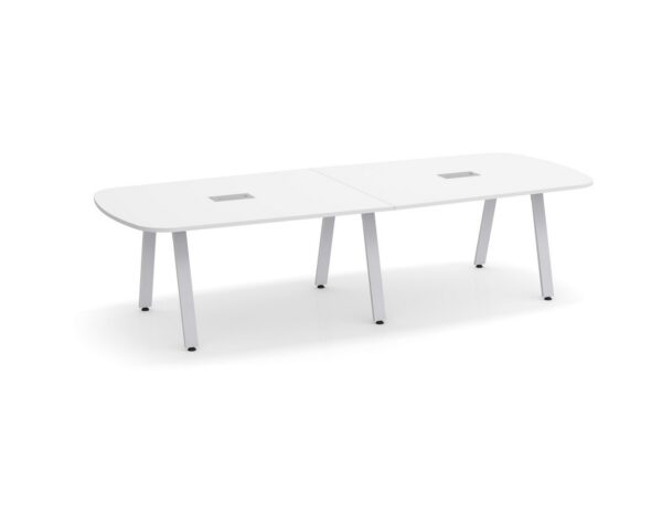 Arena Conference Table - 10ft - White - Silver Metal Legs