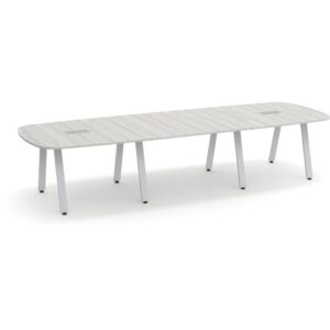 Arena Conference Table - 12ft - Silver Birch - Silver Metal Legs