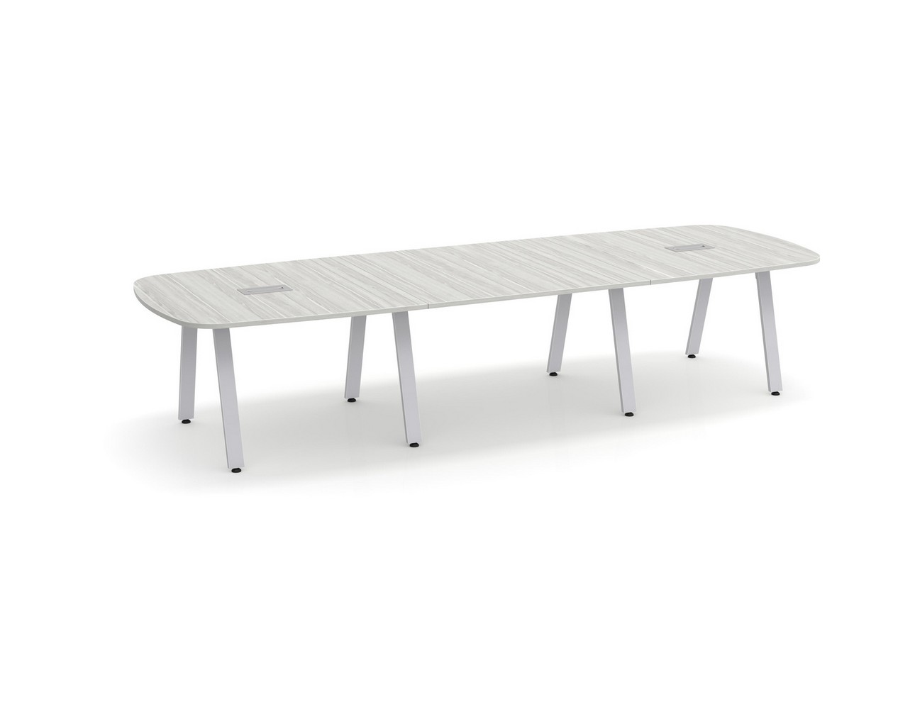 Arena Conference Table - 12ft - Silver Birch - Silver Metal Legs