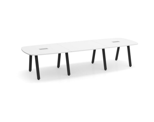 Arena Conference Table - 12ft - White - Black Metal Legs