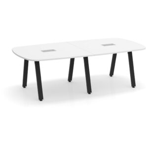 Arena Conference Table - 8ft - White - Black Metal Legs