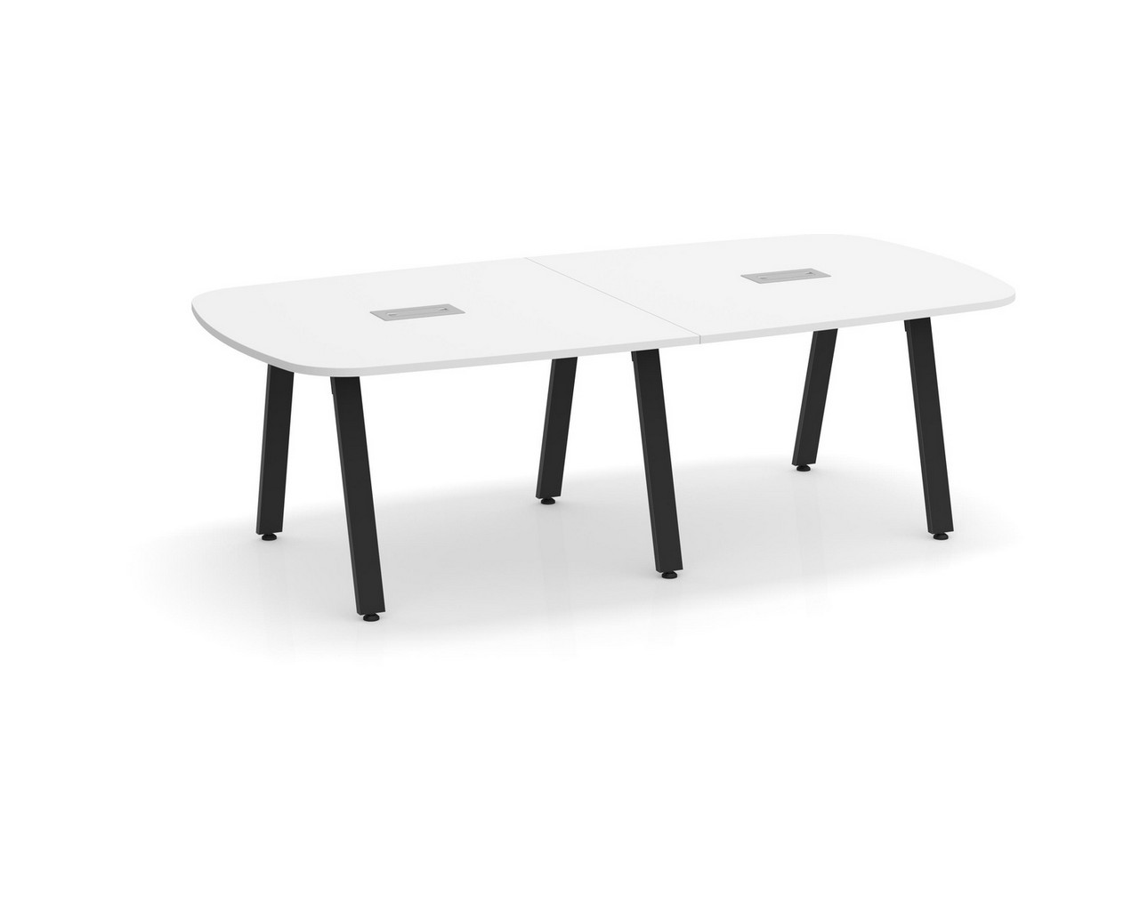 Signature Arena Conference Table 8 Ft – White with Black Legs