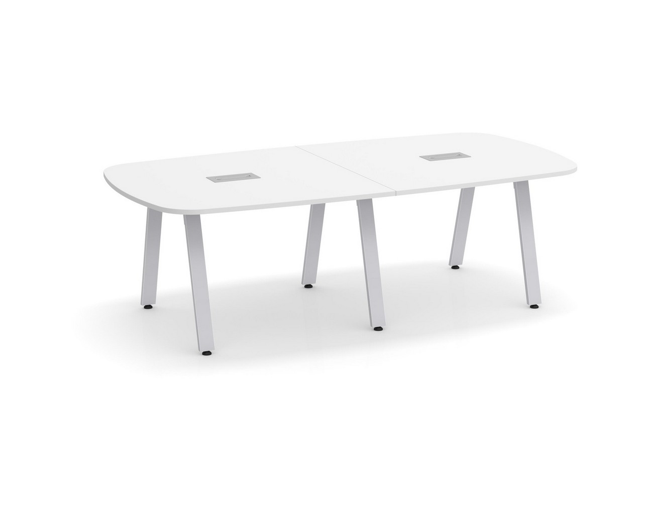 Signature Arena Conference Table 8 Ft – White with Silver Legs