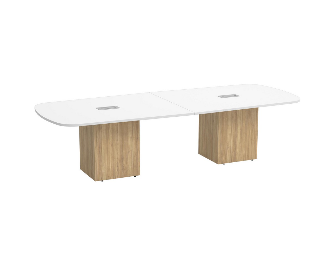 Cube Base Arena Top Boardroom Table - 10 foot - White Top - Aspen Base