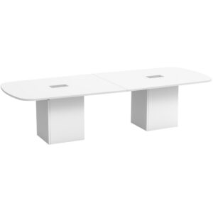 Cube Base Arena Top Boardroom Table - 10 foot - White Top - White Base