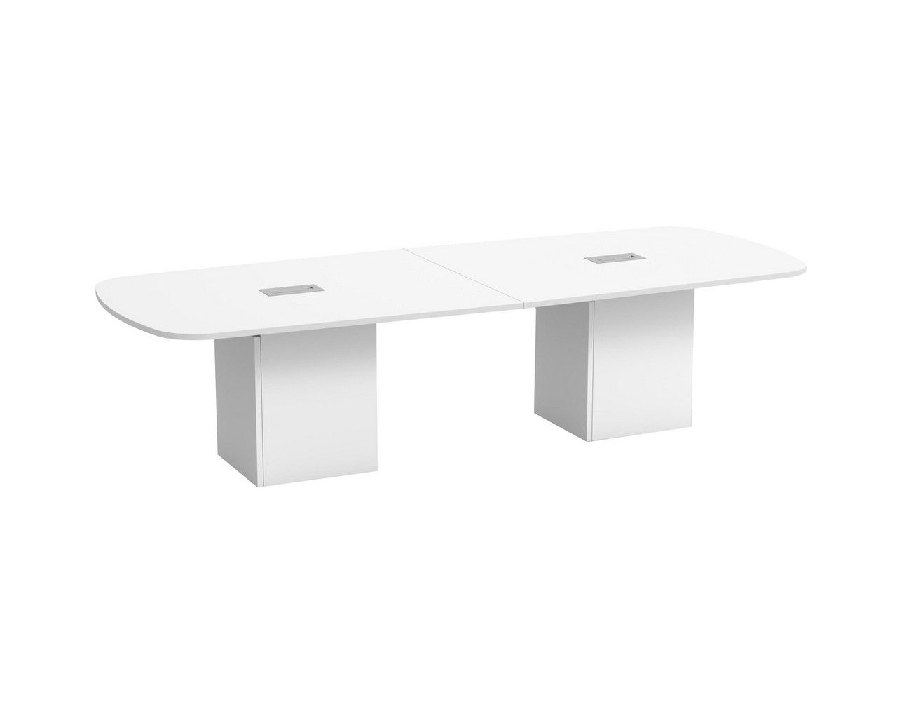 Cube Base Arena Top Boardroom Table - 10 foot - White Top - White Base