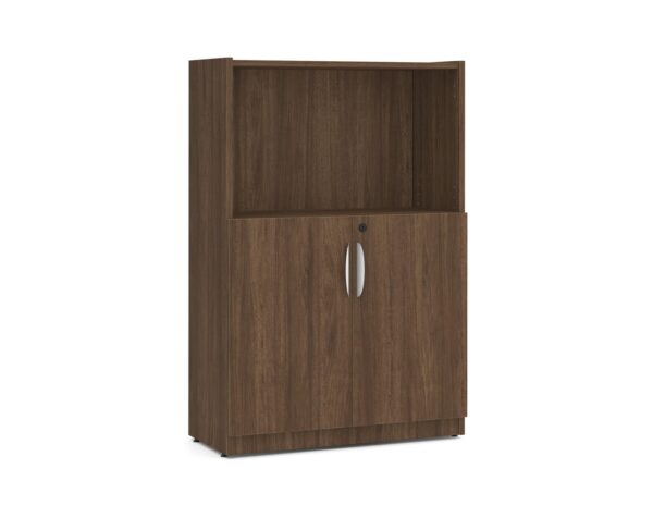 Heavy Duty Bookshelves - 4 Shelf with Doors - Modern Walnut