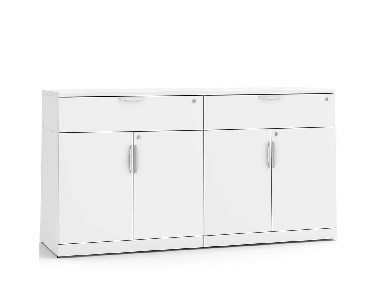 Storage Credenza with Double Buffet Drawers - White