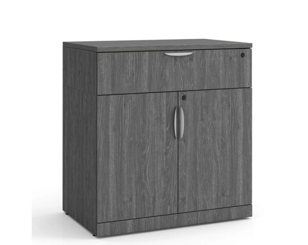 38"H Locking Double Door Cabinet with Buffet Drawer - Newport Grey
