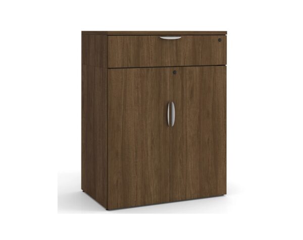 46.5"H Locking Double Door Cabinet with Buffet Drawer - Modern Walnut