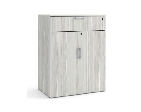 46.5"H Locking Double Door Cabinet with Buffet Drawer - Silver Birch