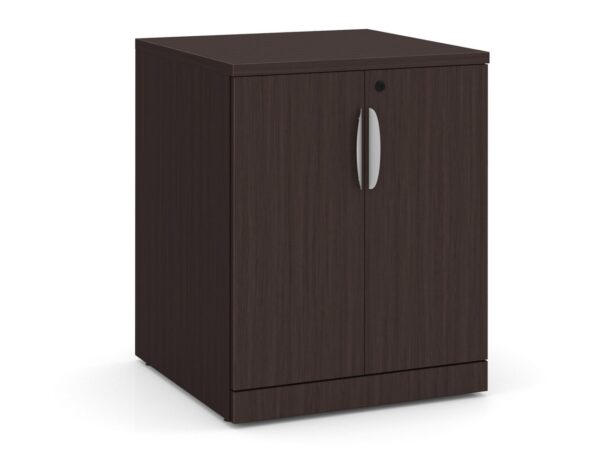 Mobile Locking Double Door Storage Cabinet - Espresso