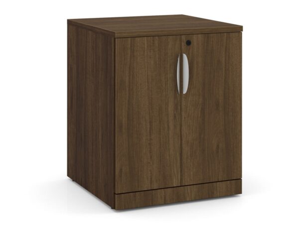 Mobile Locking Double Door Storage Cabinet - Modern Walnut