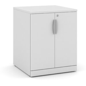 Mobile Locking Double Door Storage Cabinet - White
