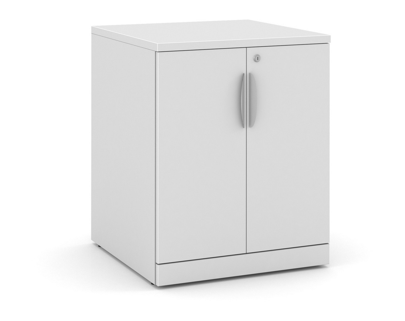 Mobile Locking Double Door Storage Cabinet - White