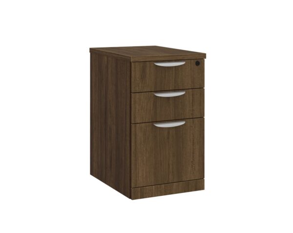 3 Drawer Locking Mobile Pedestal - 26.5" - Modern Walnut