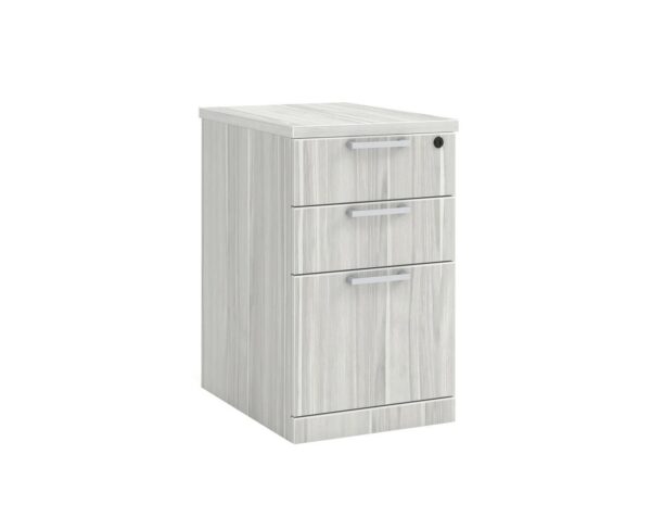 3 Drawer Locking Mobile Pedestal - 26.5" - Silver Birch