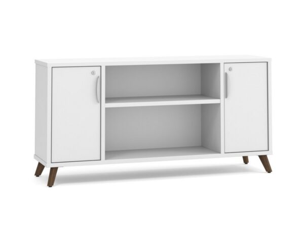 Signature Narrow Storage Credenza - White - Modern Walnut