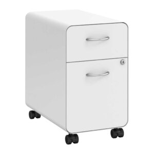 Rounded Metal Mobile Pedestal - White