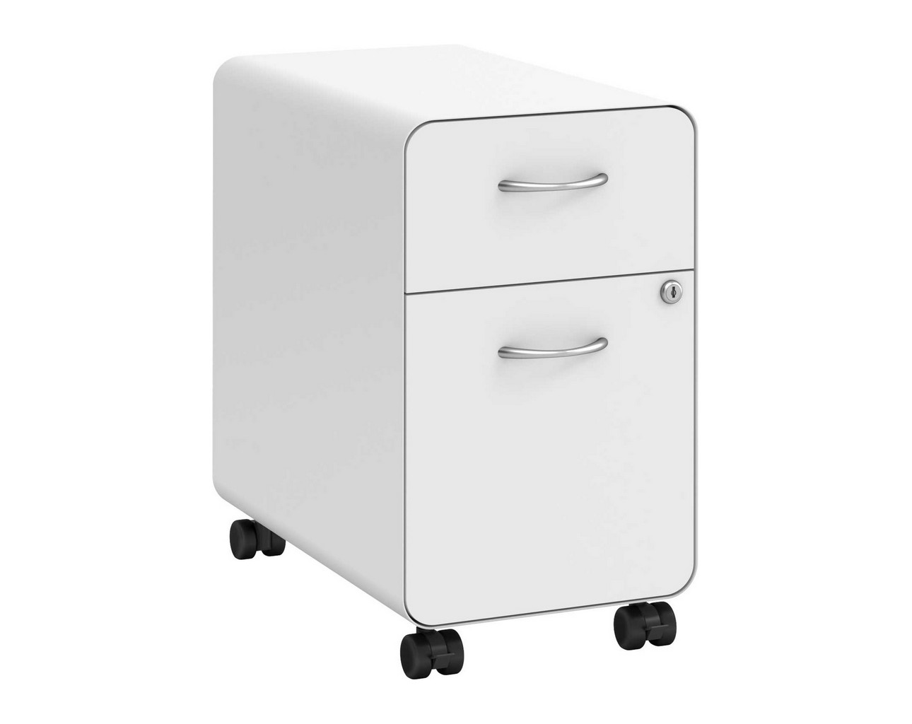 Rounded Metal Mobile Pedestal - White