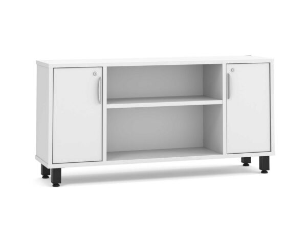 Elements Narrow Storage Credenza - White - Black Metal Legs